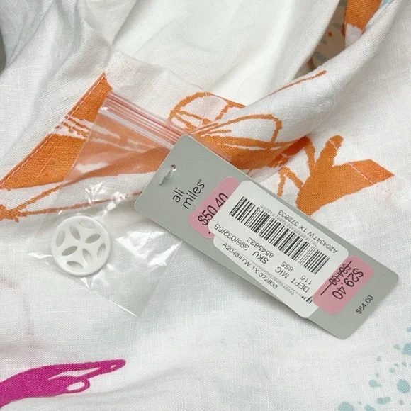 Ali Miles 100% Linen Abstract Art Print Blouse Colorful Lightweight Top 1X NWT - Picture 4 of 8